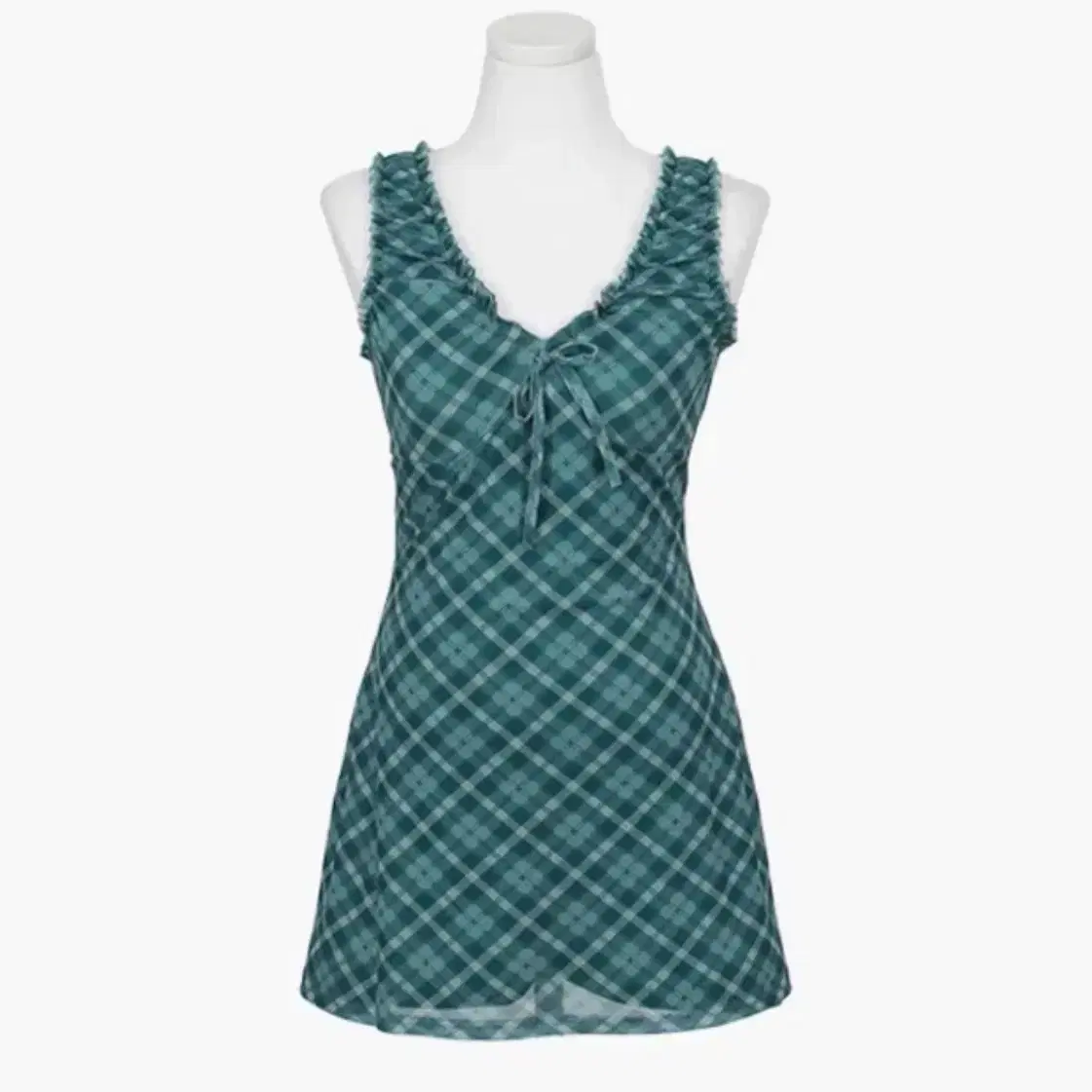 Plaid pattern v neck dress 새상품