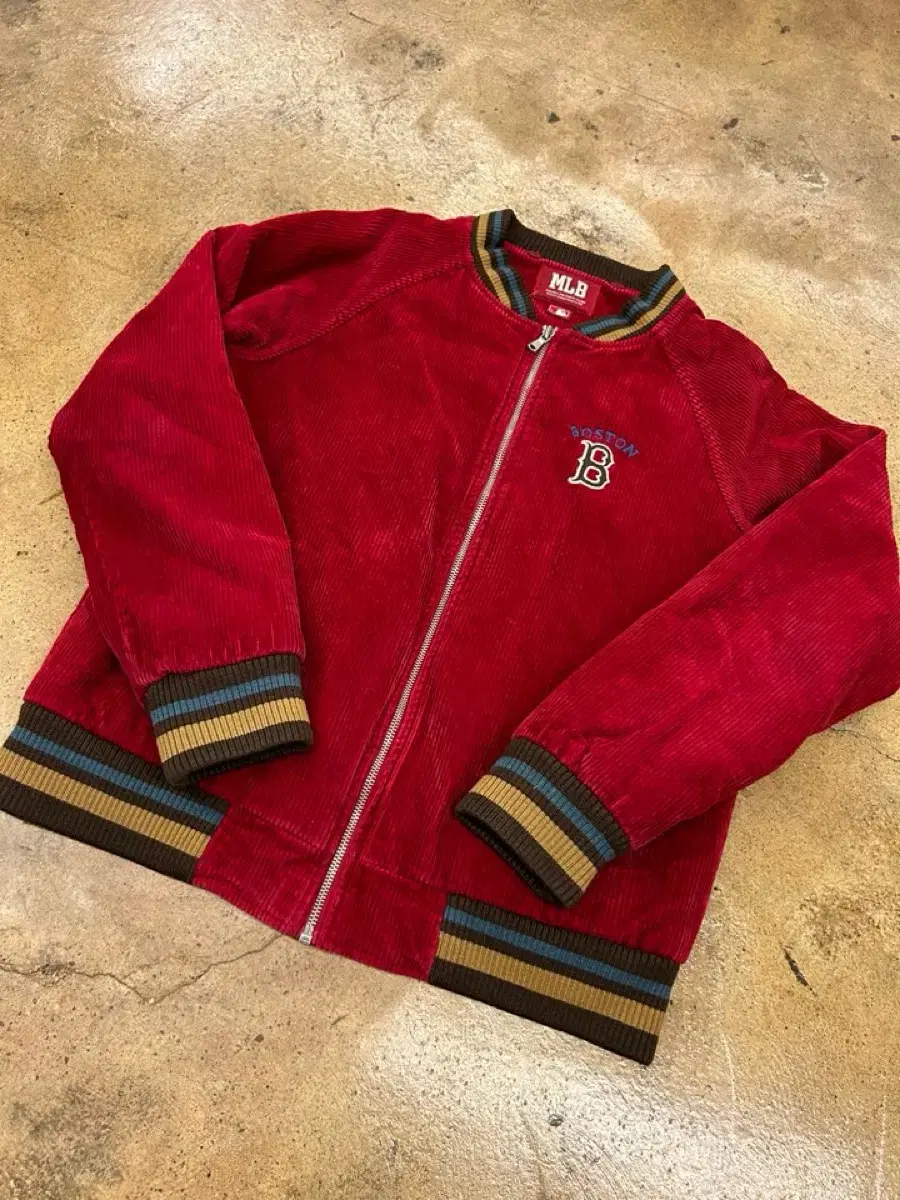 (Genuine/95) MLB Boston Corduroy Jacket Deep Red