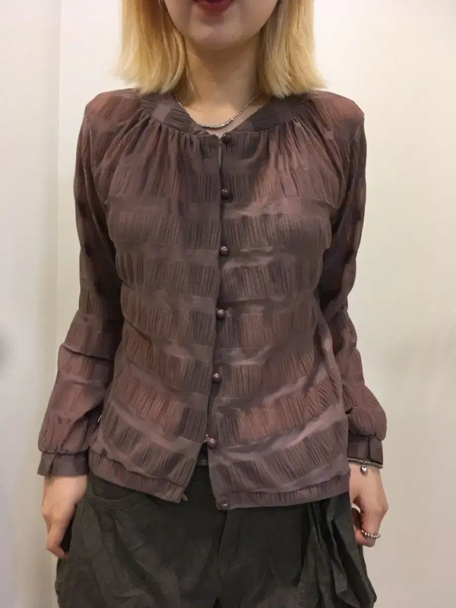 Japanese vintage pink-brown pleated jacket