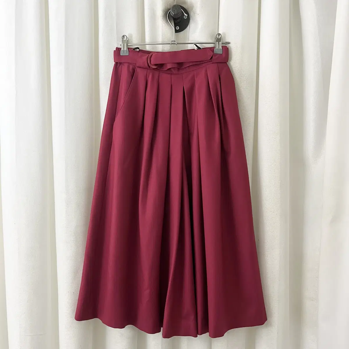 Christian Dior Red Pleated Wide-leg Pants