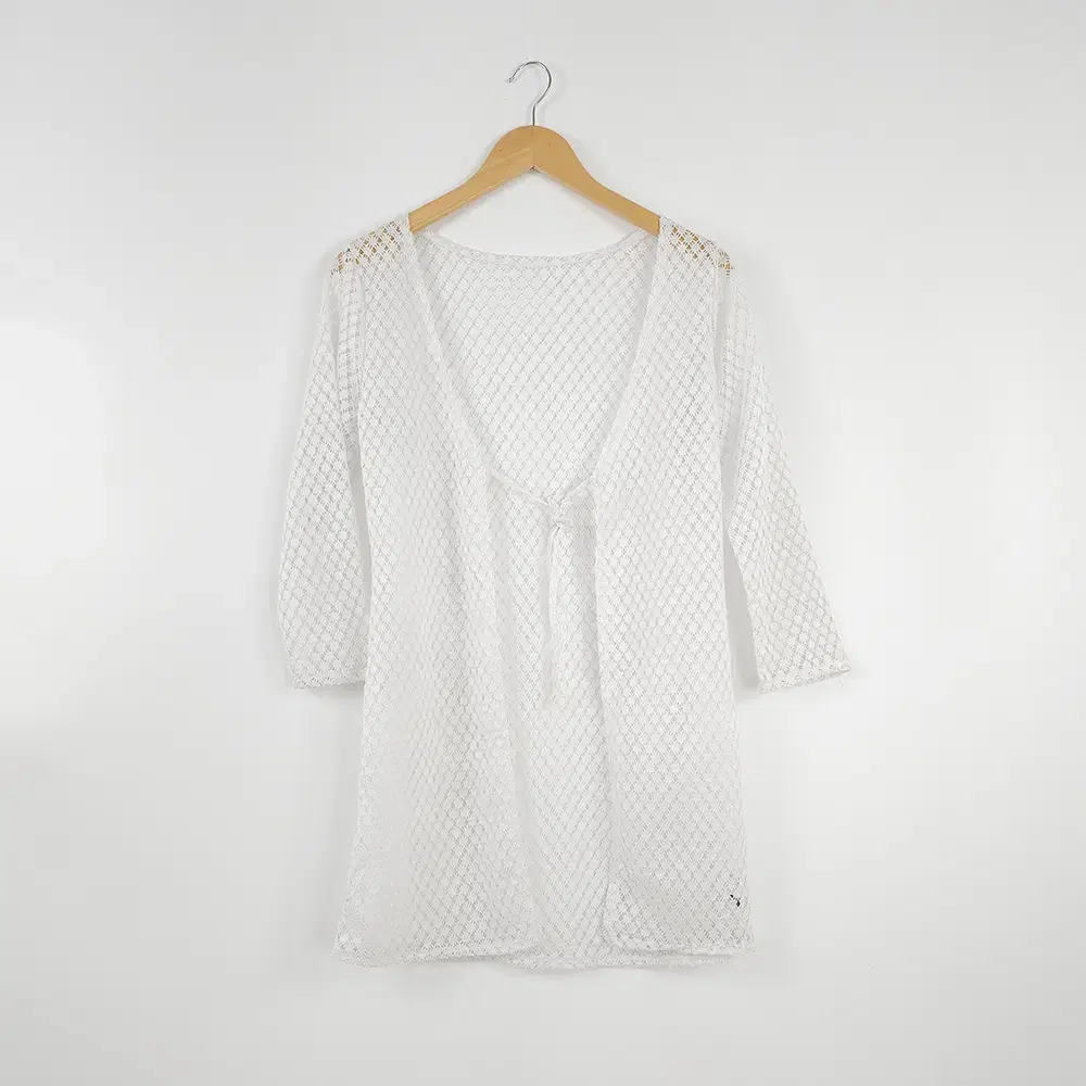 1698. ELEGANCIA White Crochet Cardigan