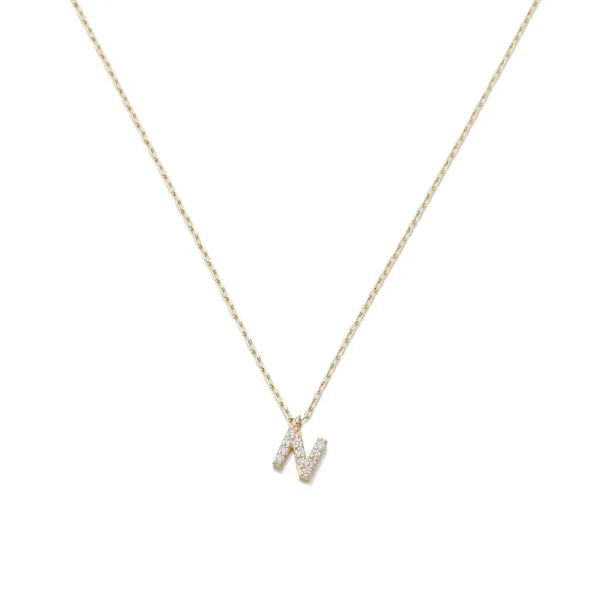 넘버링 Pave Letter Necklace 이니셜 목걸이 10k골드 R