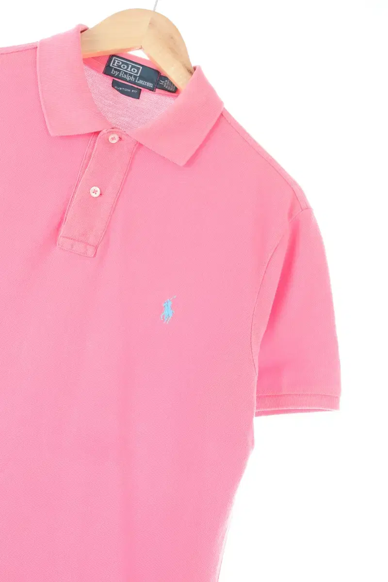 (M-L) Polo Ralph Lauren Short-sleeved kara T-shirt Pink cotton amechage-EB99