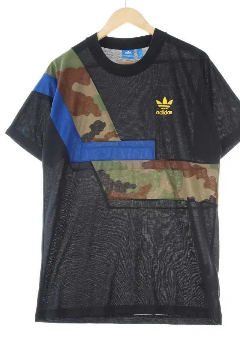 (L) Adidas Short Sleeve T-Shirt Black Camo Old School - EBB7