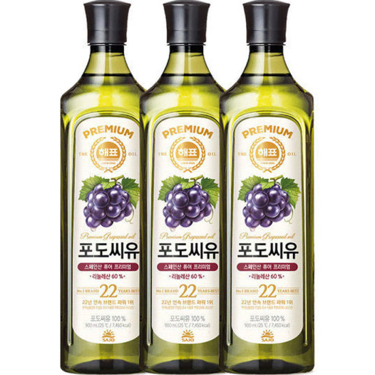 무료배송-해표 포도씨유 900ml 3개 식용유 사조