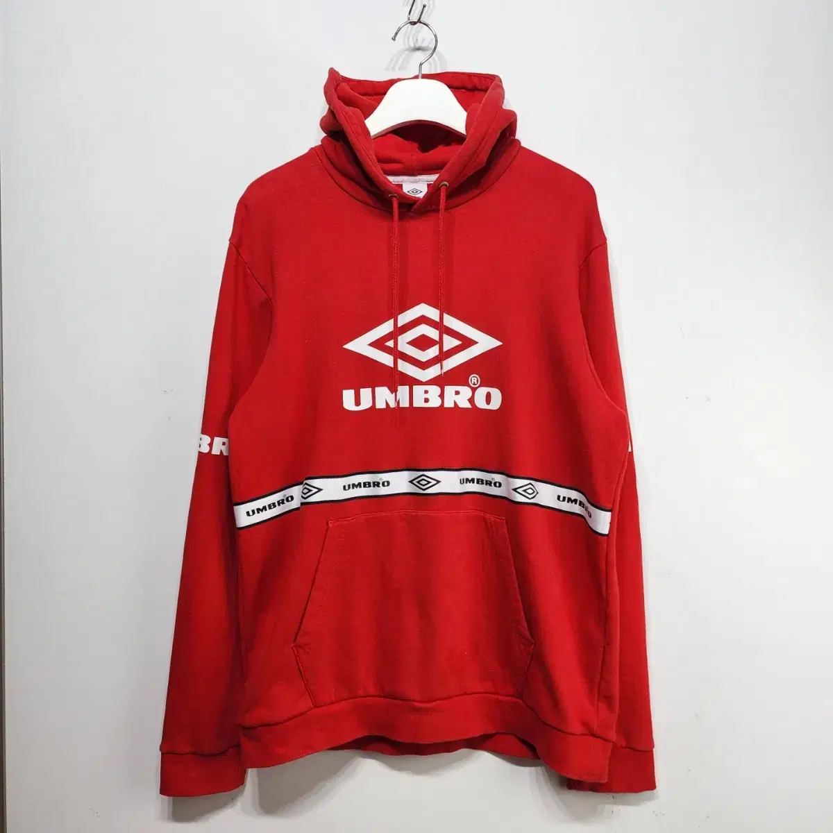 엄브로 UMBRO 빅로고 후드 맨투맨 티셔츠 레드 L