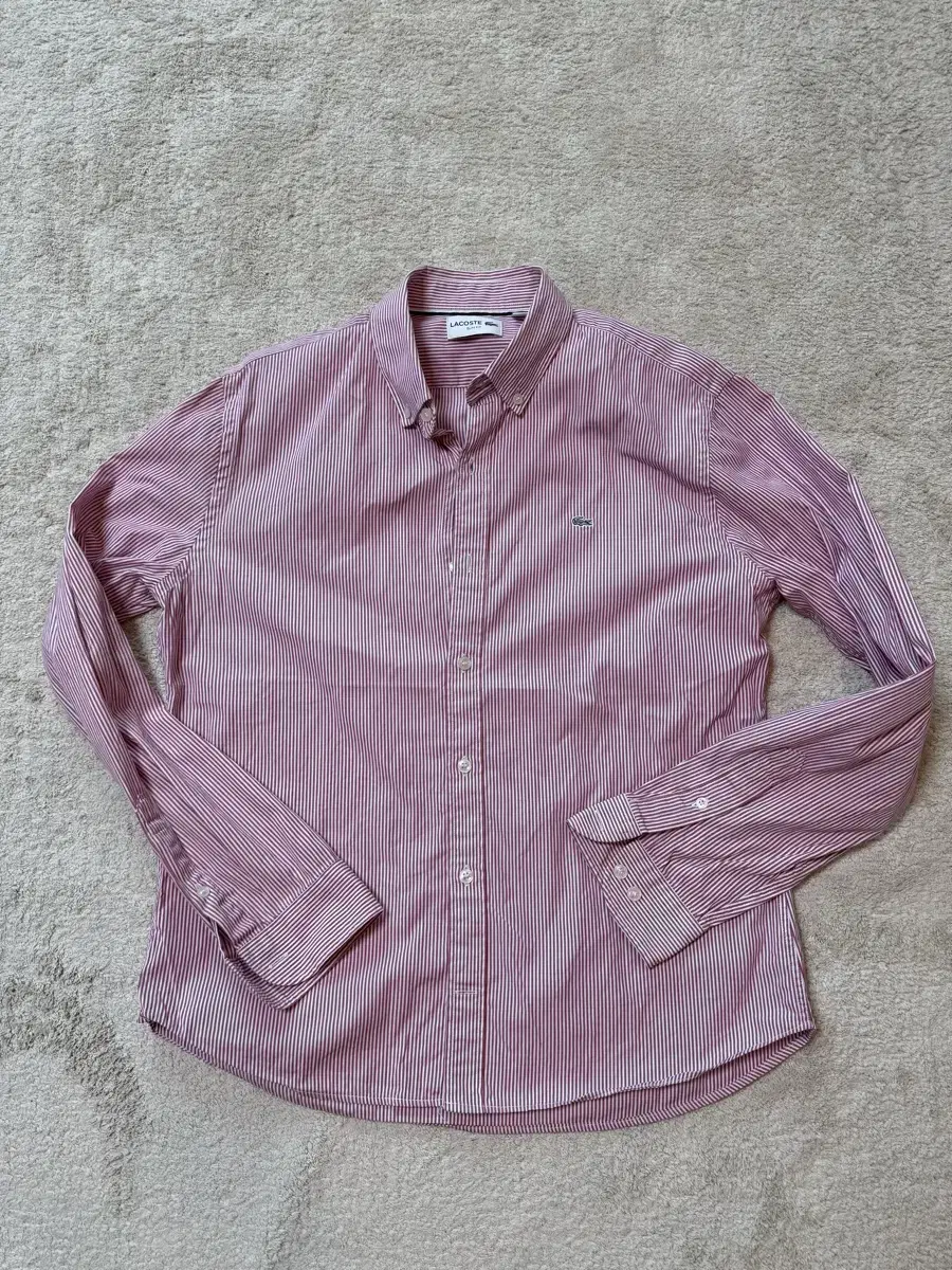 (Status Super SS) Lacoste Neat Pink Striped Shirt 105