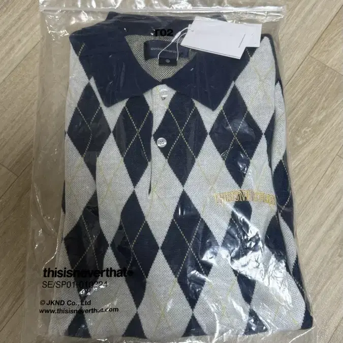 디스이즈네버댓 아가일 니트 폴로 네이비 XL Argyle S/S Knit