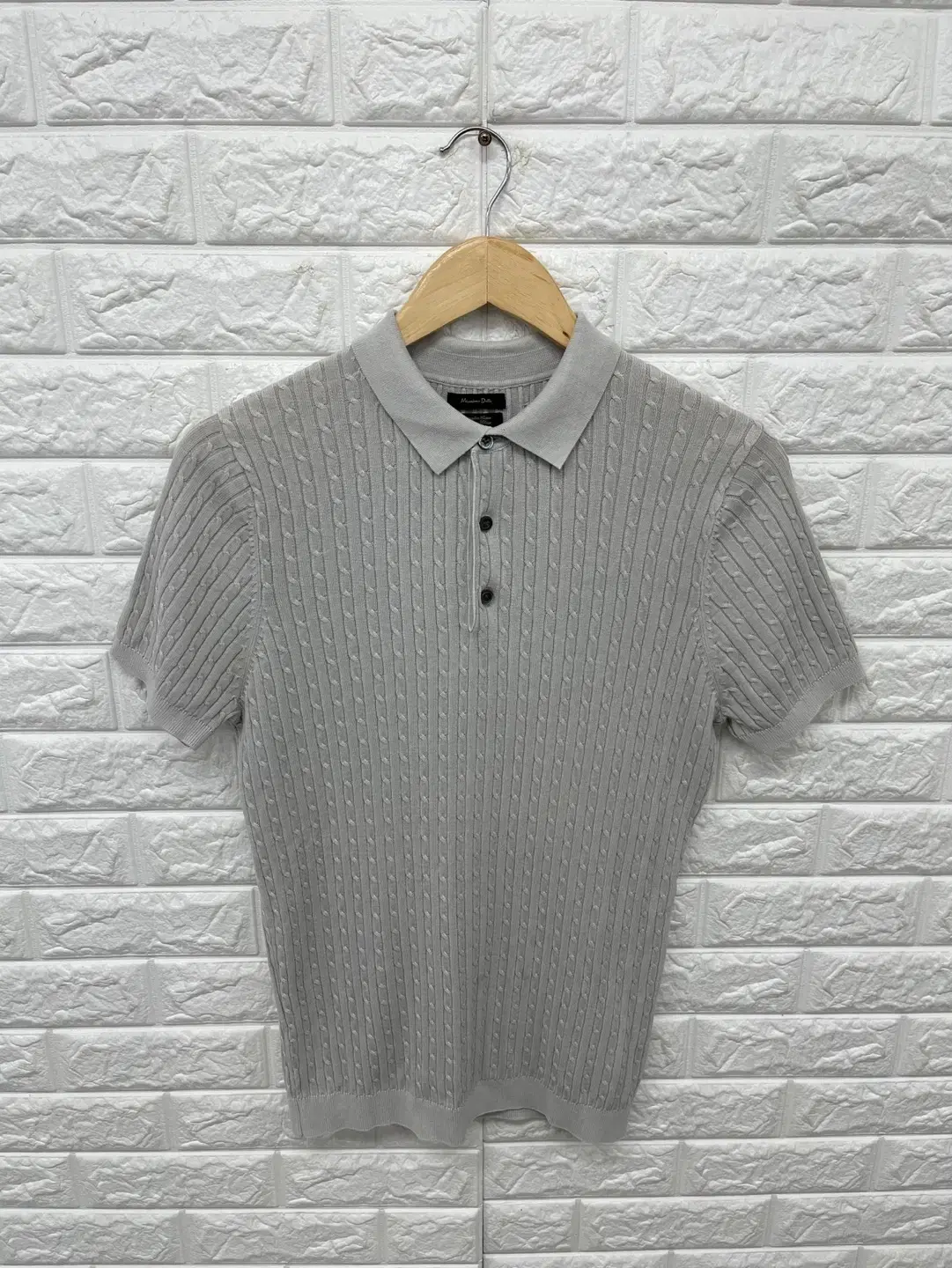 Massimo Dutti Caraneck Short Sleeve Cable Knit Tee(S/90) / B-1134