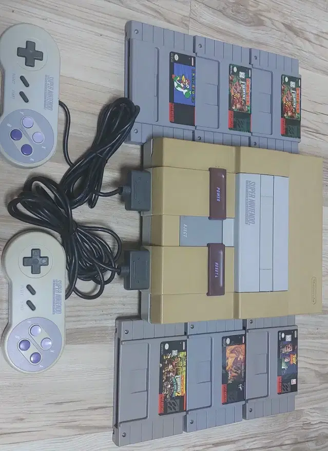 SNES 북미판 슈퍼패미컴 게임팩 AV케이블 게임패드