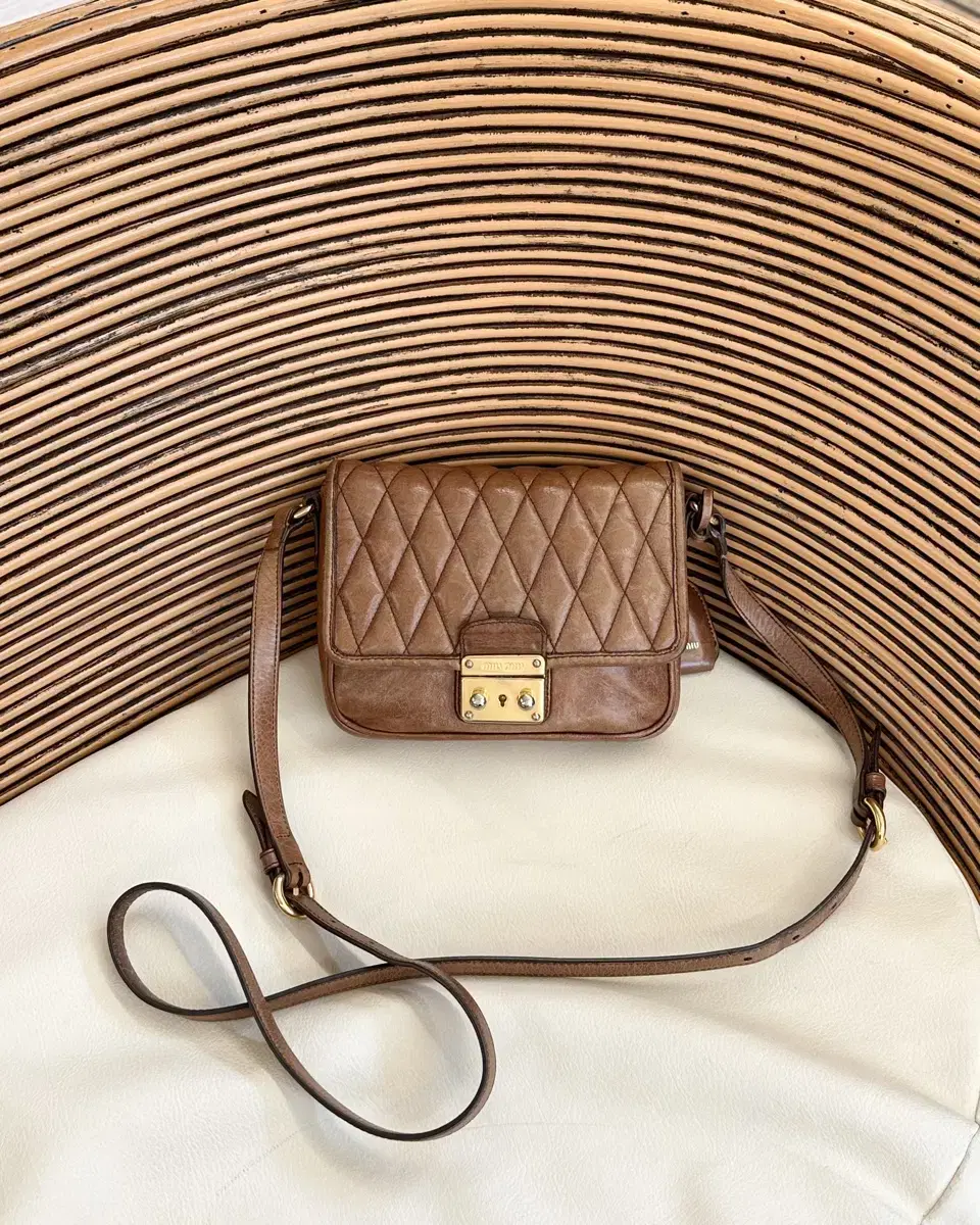 Miu Miu Brown Quilted Leather Flap Crossbody Bag