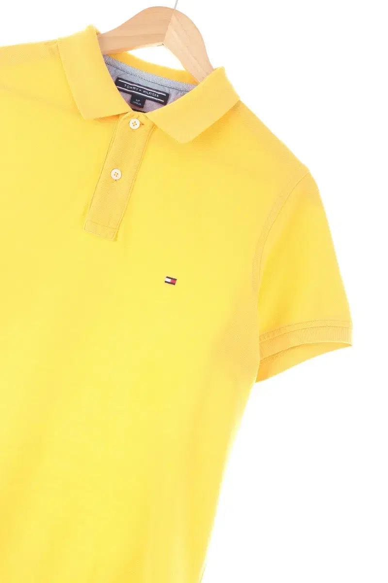 (S) Tommy Hilfiger Short sleeve kara T-shirt yellow cotton old school-EB89