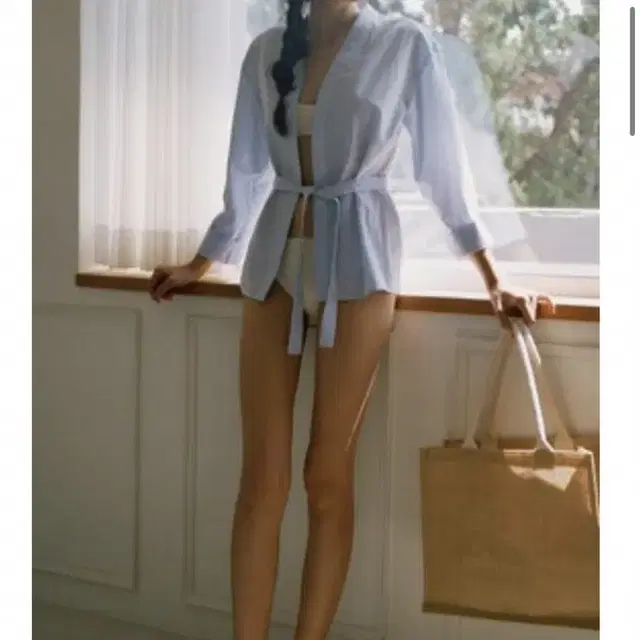 르에 lea SUMMER ROBE SHIRT(blue stripe)