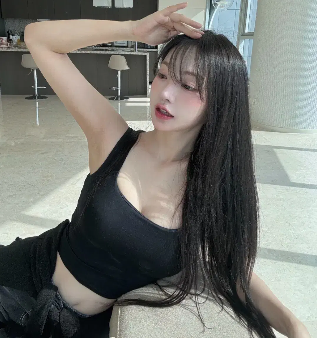 카인다미 옆가슴 볼륨 스퀘어넥 캡나시 블랙 free