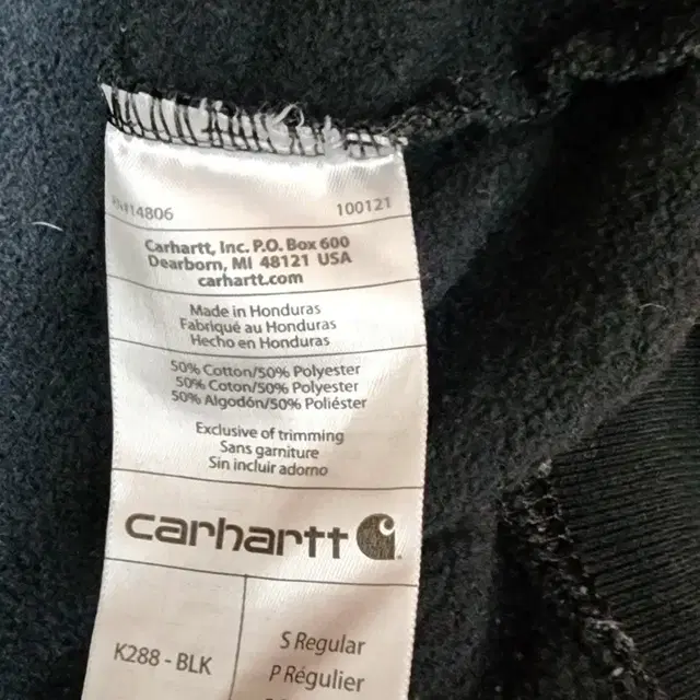 칼하트 CARHARTT 후드 맨투맨 사이드로고티셔츠 블랙 S