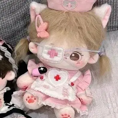 [20cm] 냥간호사 핑크(귀O) 인형옷 고양이 솜인형 의상 옷장 무속성