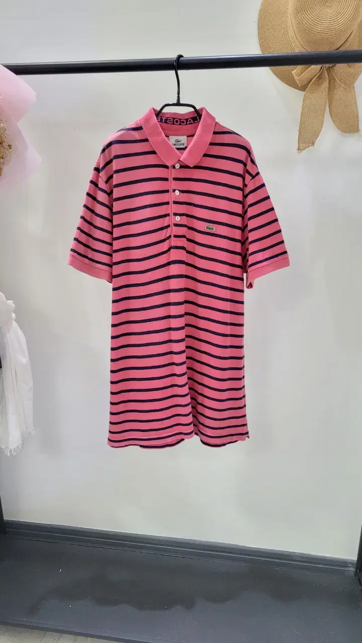 Lacoste Pink Striped Polo T-shirt