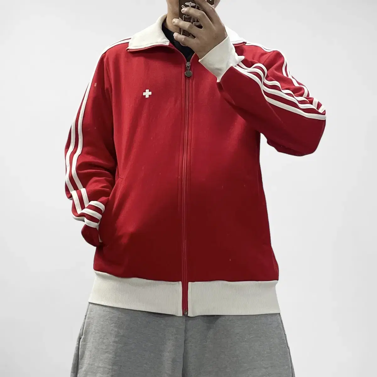 Adidas 08 Euro Switzerland Tracktop Jersey Red White (Big)