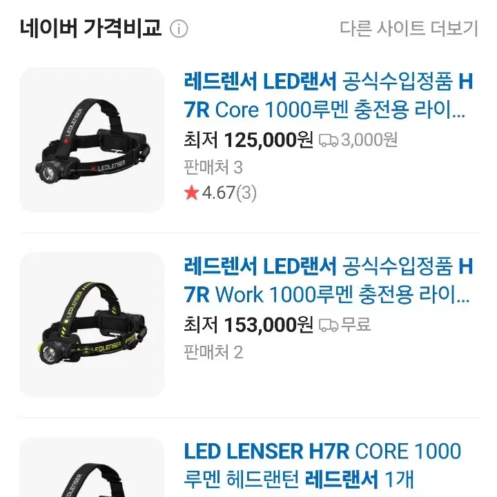 LED LENSER 레드렌서 H7R 코어 충전식 헤드랜턴