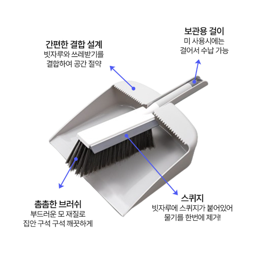 [무배/핸디형]2in1 미니 빗자루 쓰레받기 세트 /책상 테이블 먼지솔