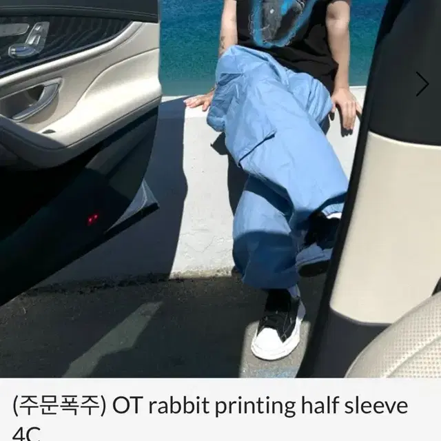 디서먼트 rabbit printing 하프 슬리브 반팔