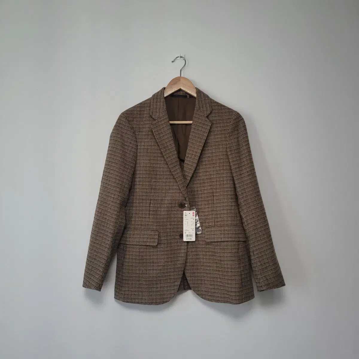 New(90) UNIQLO Houndstooth check jacket wool blend