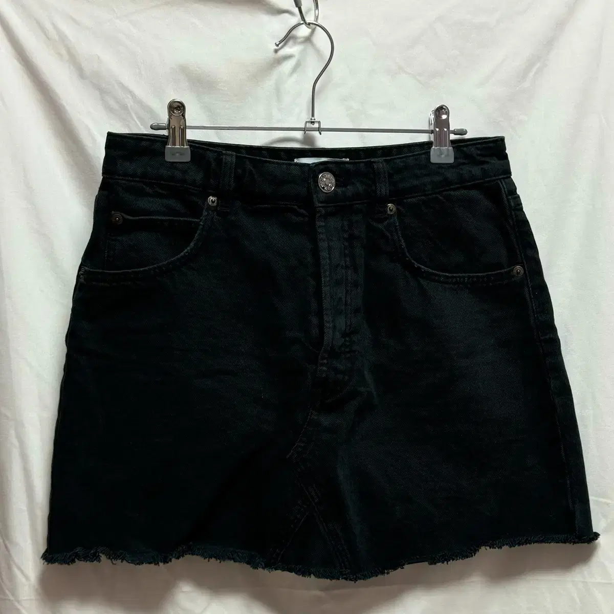 Zara Hem Cut Denim Skirt Navy