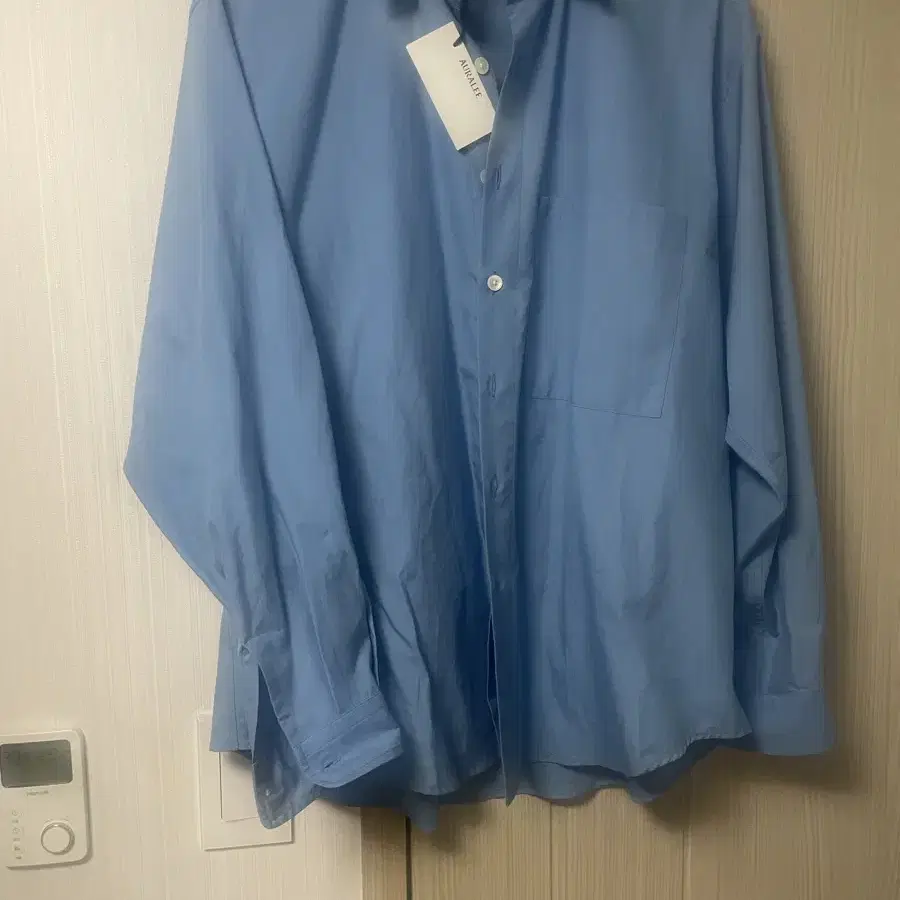 오라리 셔츠 Washed Finx Twill big Shirt Blue