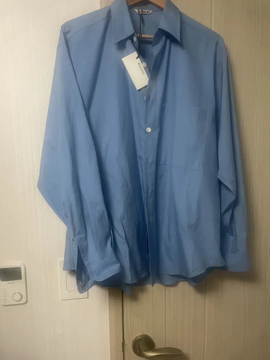 오라리 셔츠 Washed Finx Twill big Shirt Blue