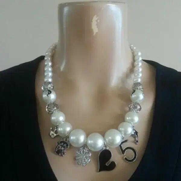 New product, pearl, charm necklace/Kazari-gude