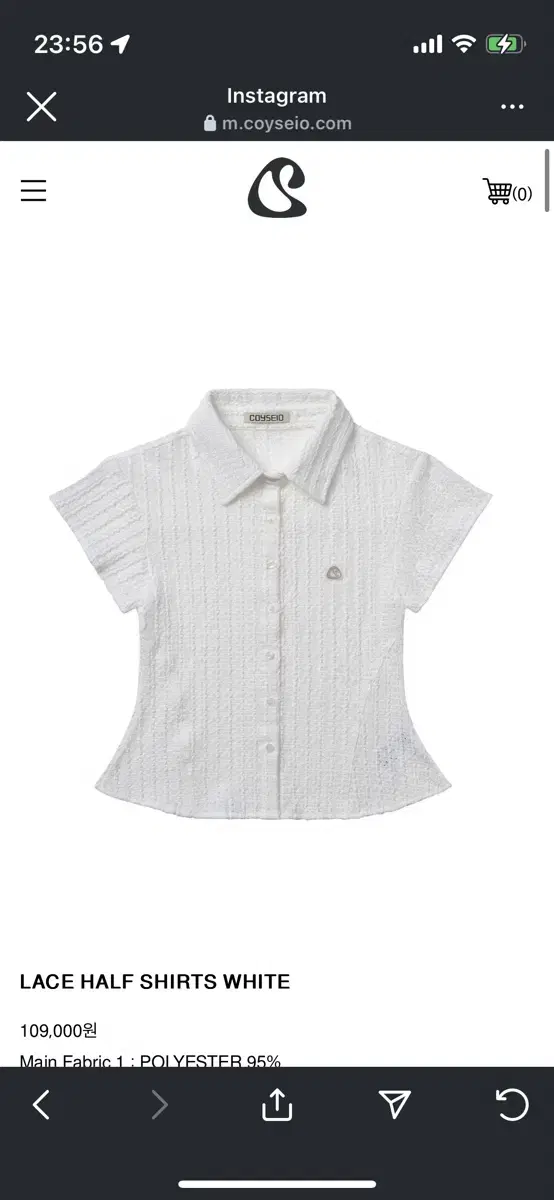 coyseio LACE HALF SHIRTS WHITE