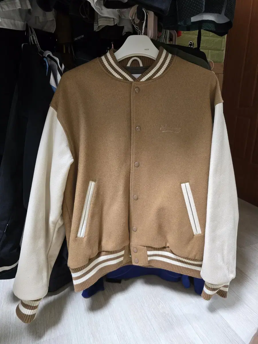 Espionage Varsity Baseball Jacket Brown, Tan