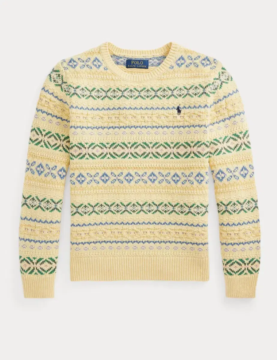 Polo Boys' Fair Isle Cotton and Cashmere Knit Sweater L