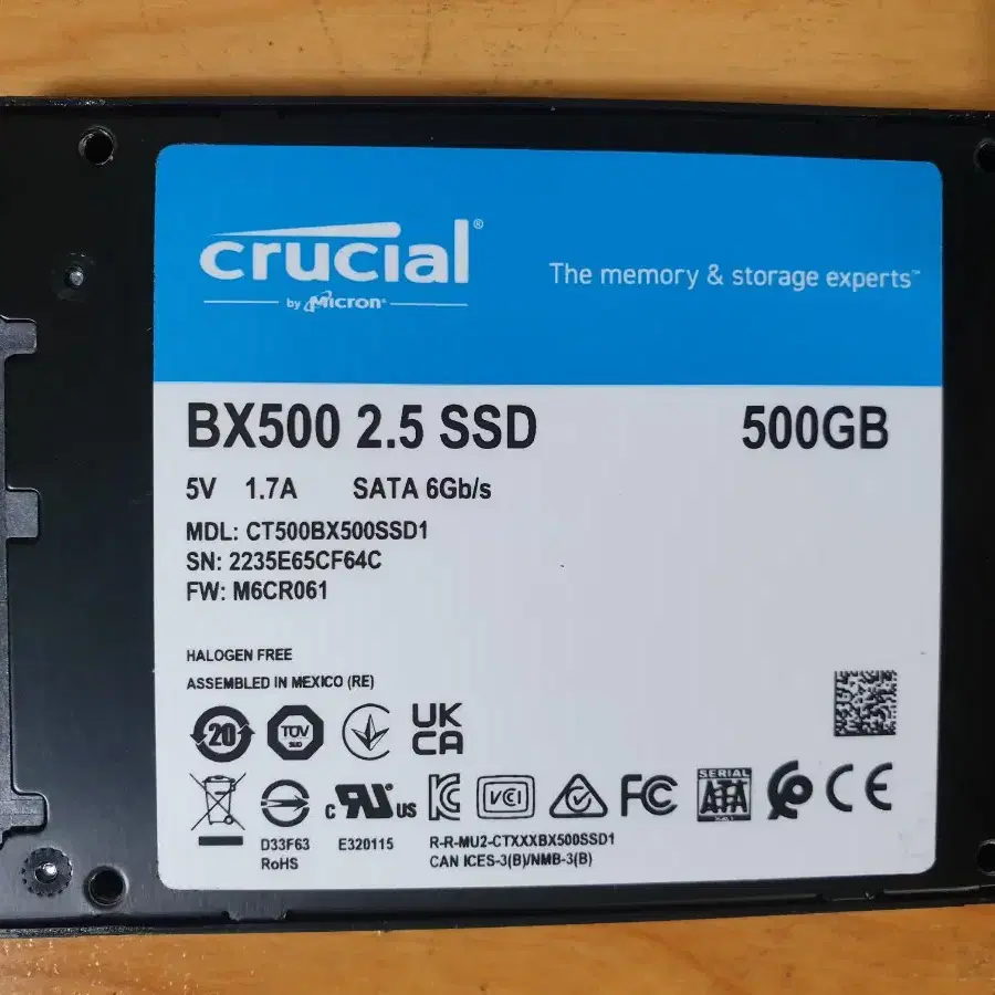 CRUCIAL BX500 SSD 500GB