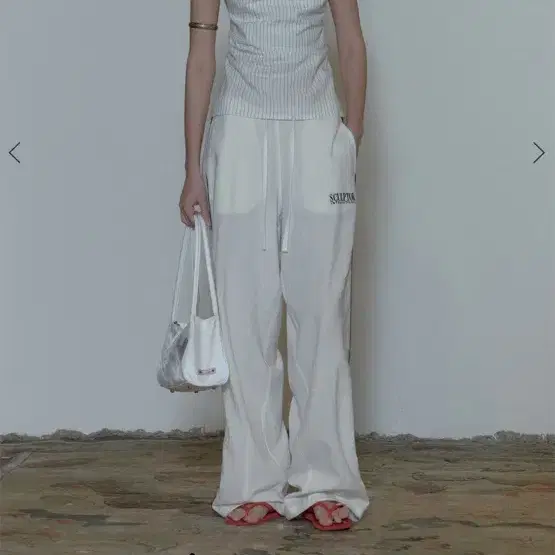 스컬프터 Mesh Piping Linen Pants White 린넨팬츠