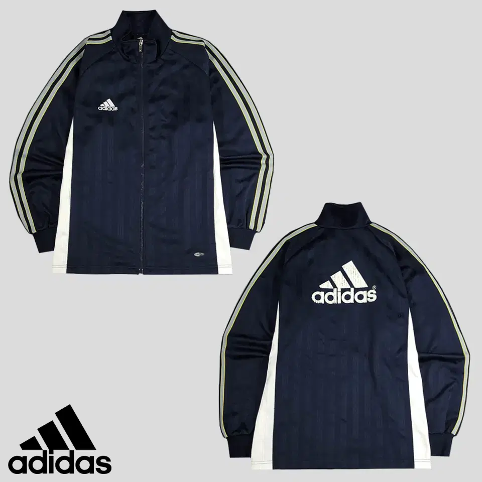 Adidas JP 00s Navy White Grey Three Stripe Old School Track Top Zip Up Jersey