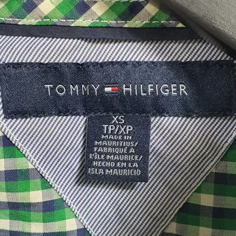 TOMMY HILFIGER 타미 힐피거 그린톤 잔체크 긴팔 남방