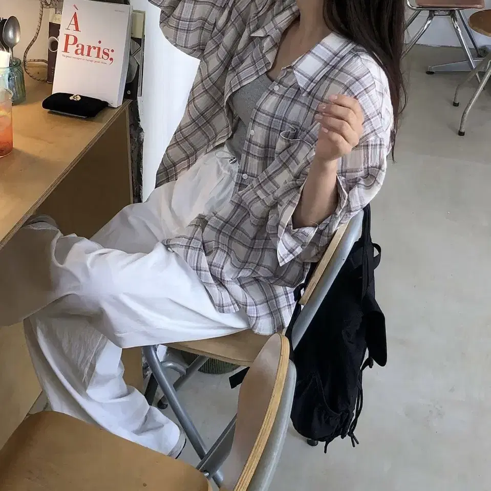 오브니유 last summer check shirt 스카이브라운 새상품