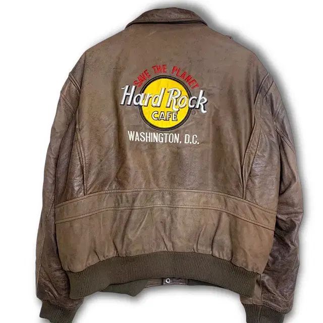 [XL] 90s Hard Rock A-2 Leather Jacket