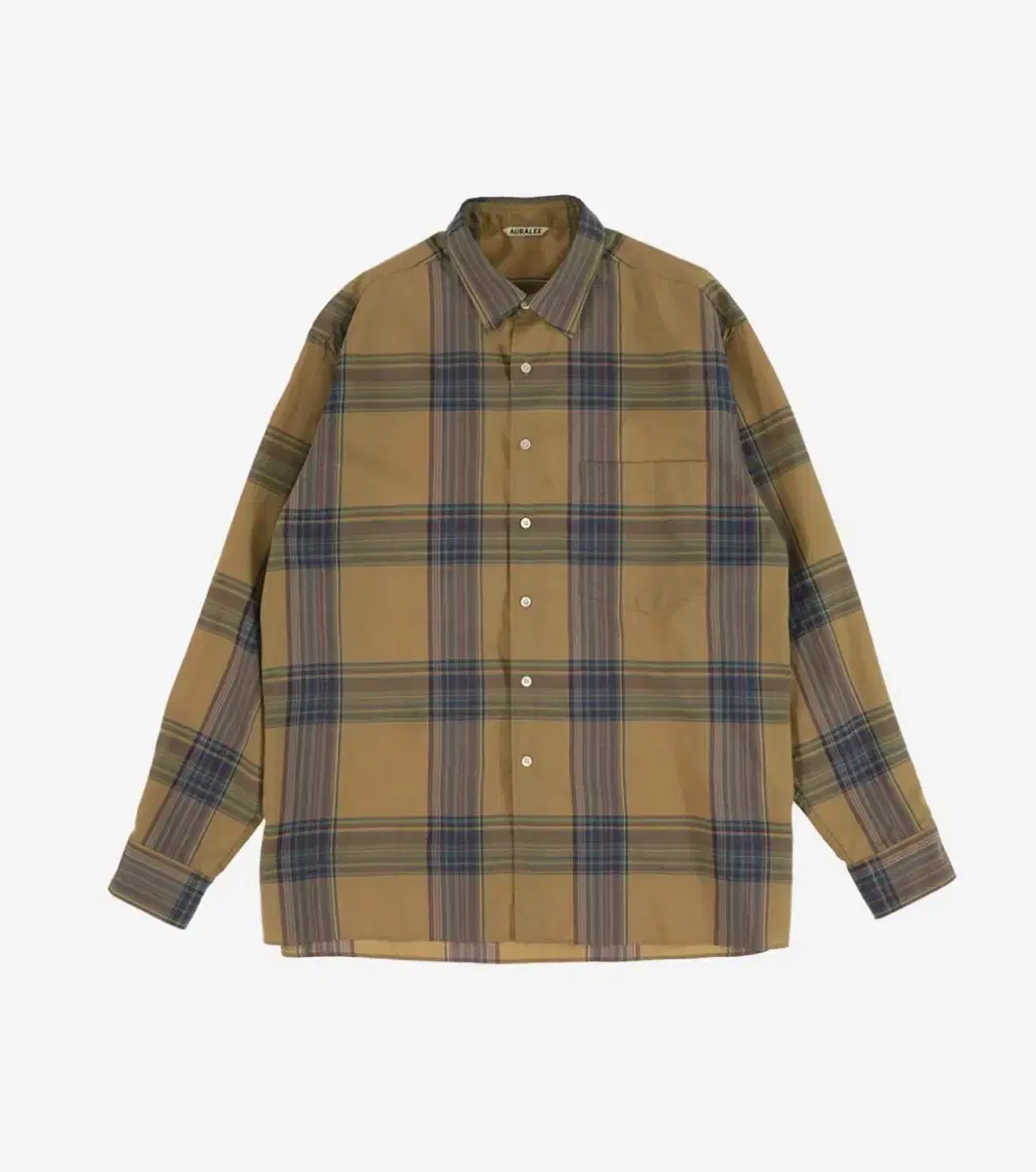 AURALEE Super light wool checked brown shirt 19AW_3Sage