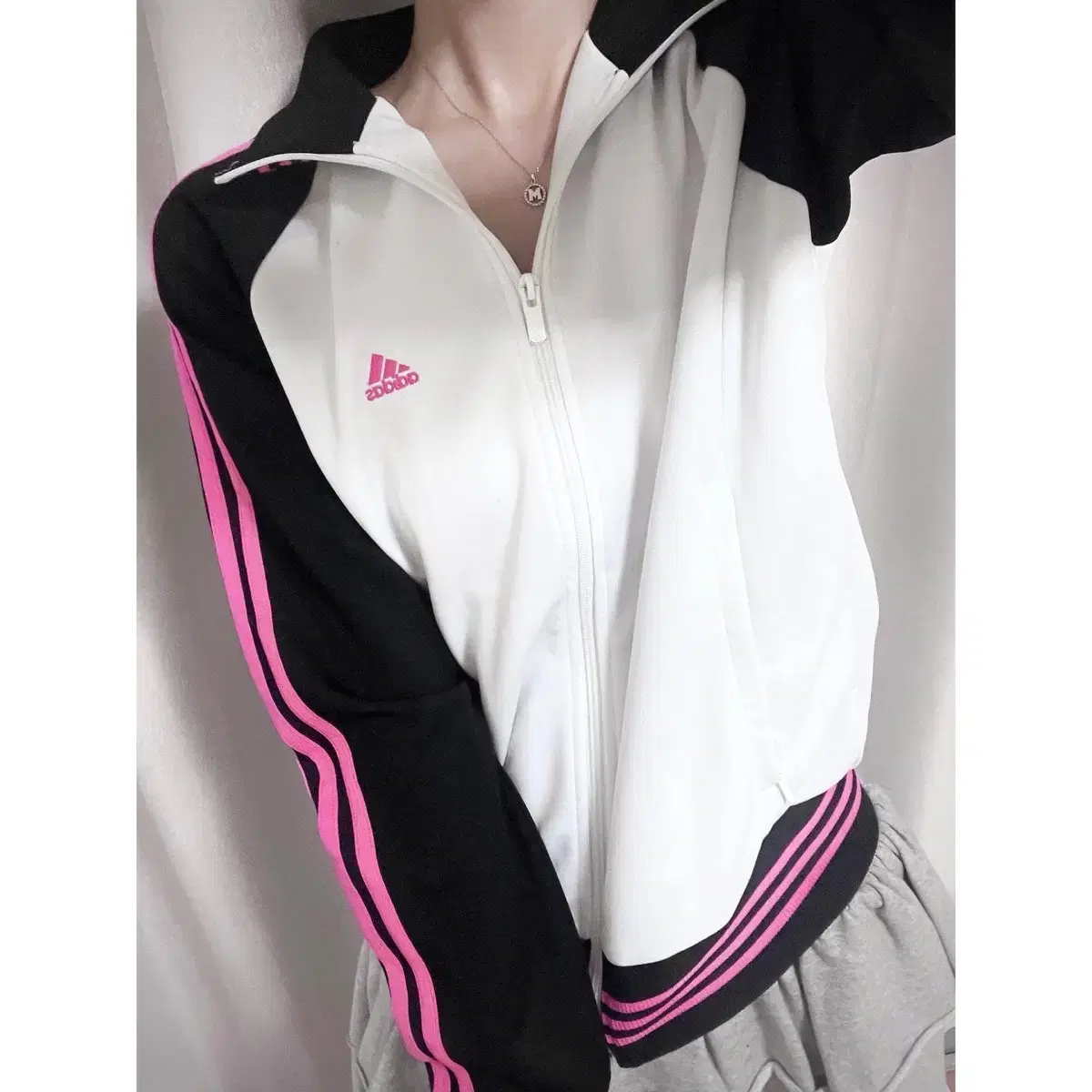 Battalion Chief Vintage White Ping blackpink adidas zip up jersey black pink