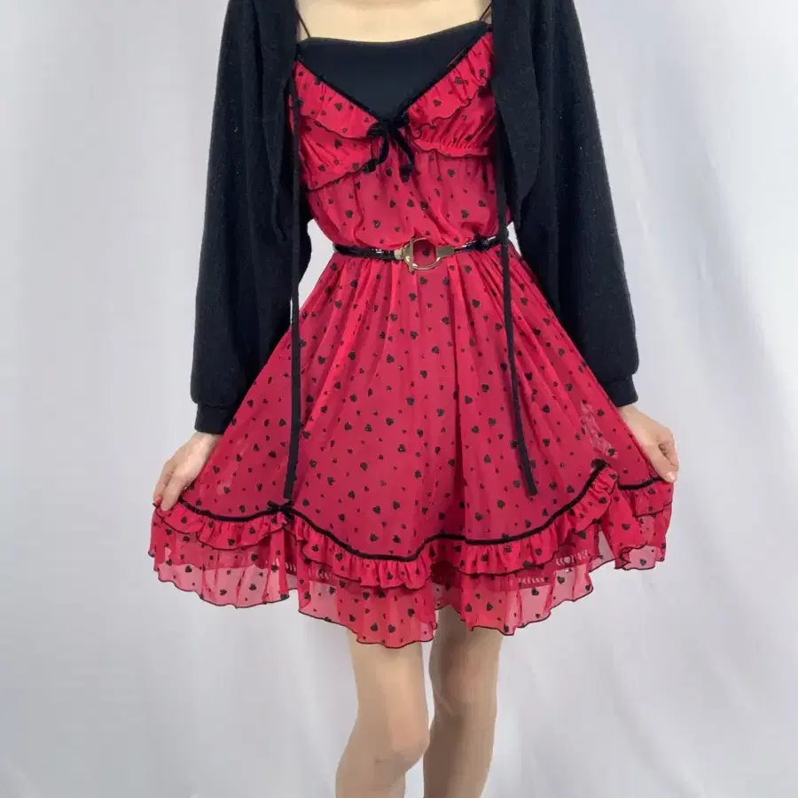 Lovely Gyaru Heart Magenta Slip Dress