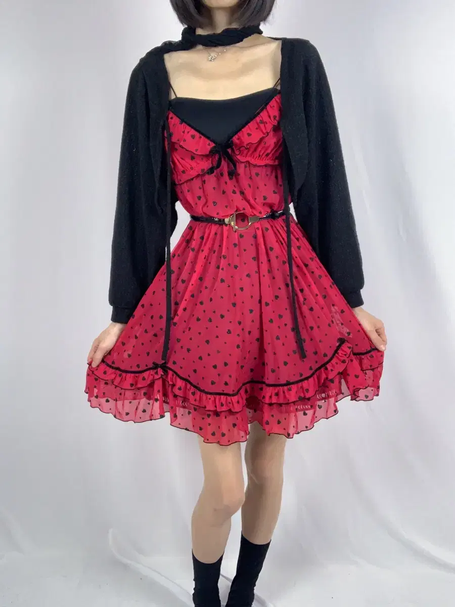 Lovely Gyaru Heart Magenta Slip Dress