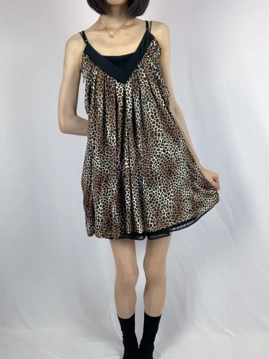 Wild Leopard Onee Gyaru Shirring Dress