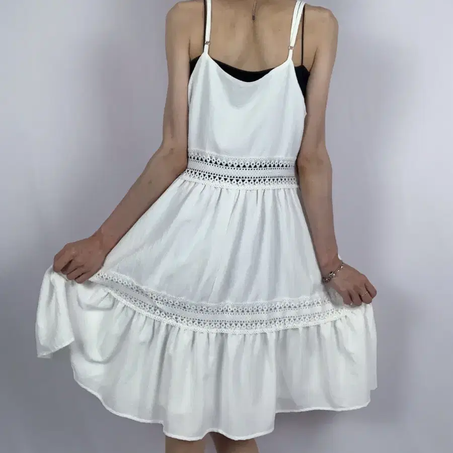 SHEIN White Guipure Lace Frill Dress