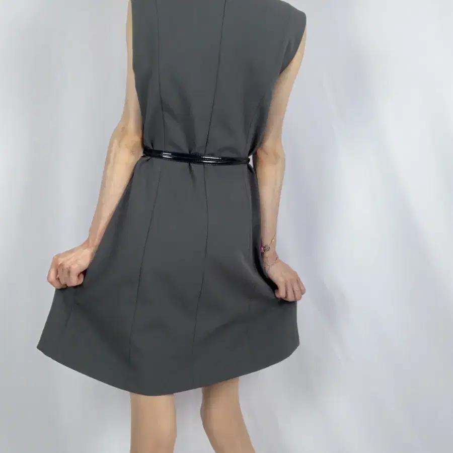 Atelier Nine Square Neck Deep Gray Dress