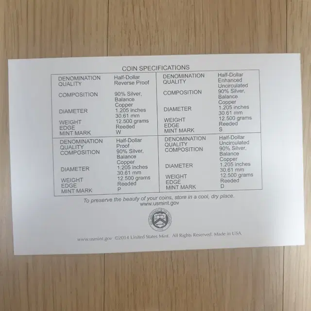 미국 2014년 은화 주화 프루프 민트 세트