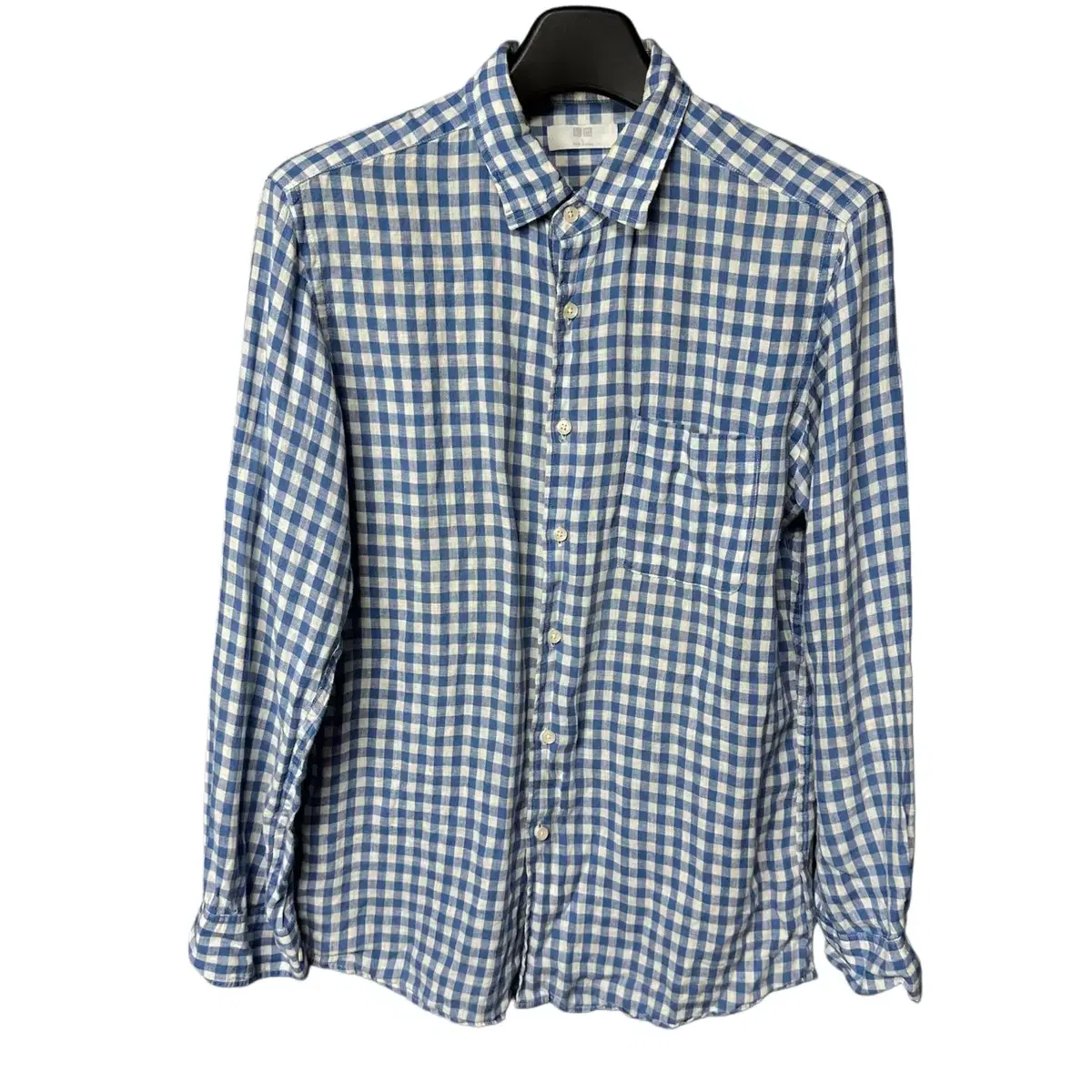 L Uniqlo Gingham Check Linen Shirt Southern