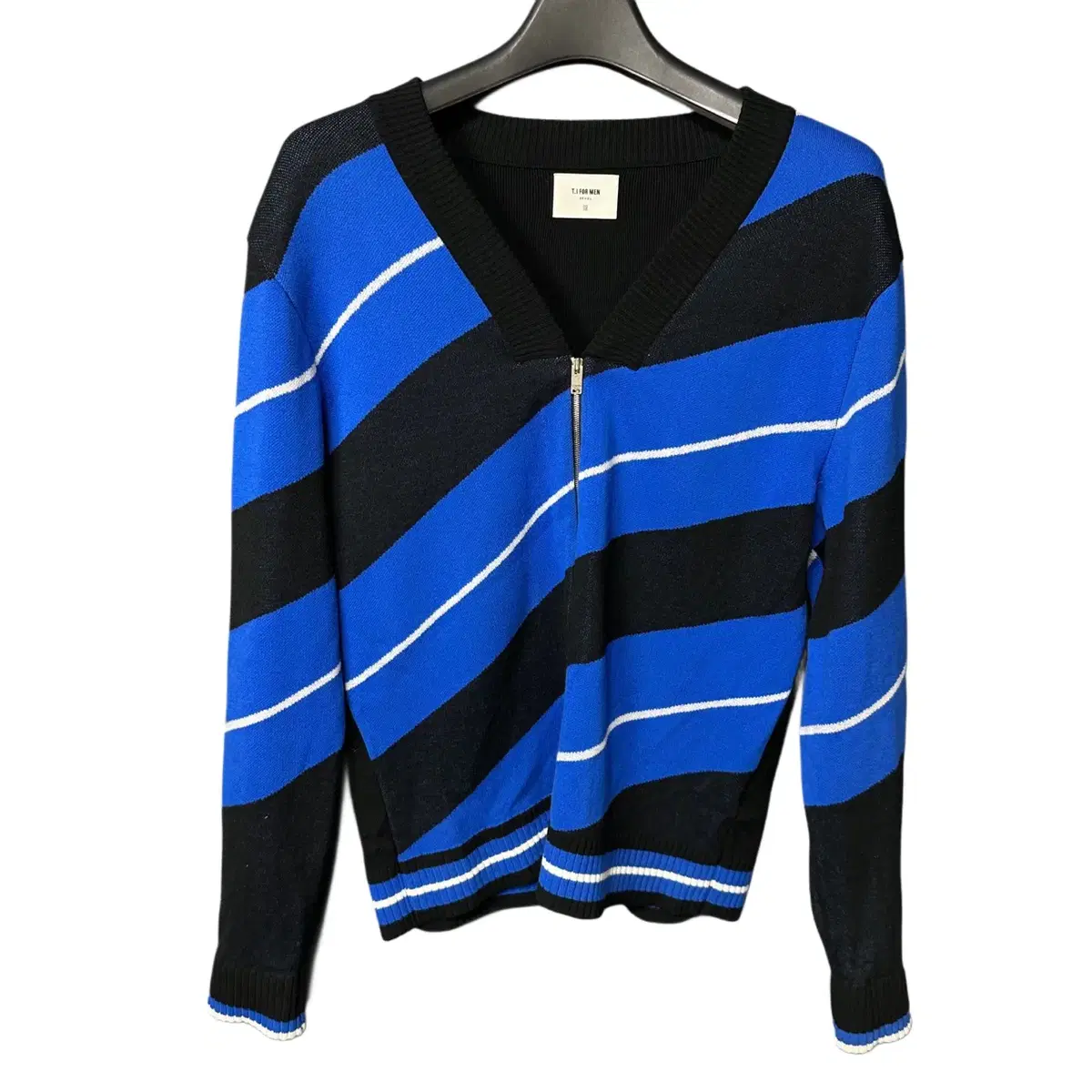 100 TeeIferman Striped Knit Zip-Up Cardigan