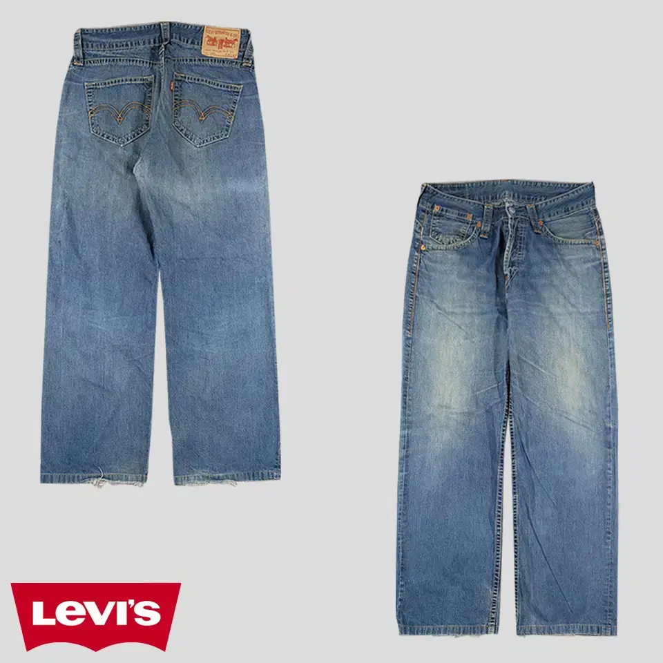 Levi's 00S 1902 Jin Blue Wash Straight Fit Button-Fly Jeans Denim Pants